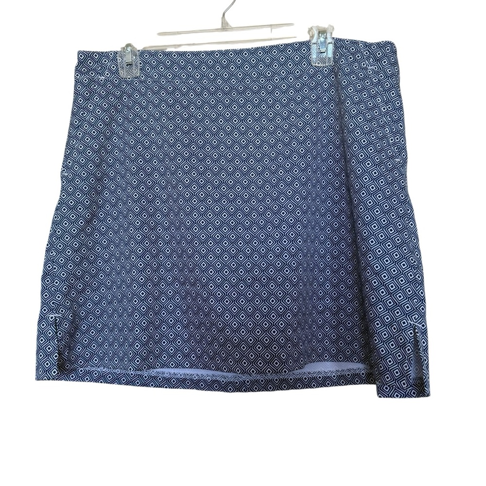 Lady Hagen Women’s Sz 12 Active Skort Blue/White Geometric Print Side Pockets